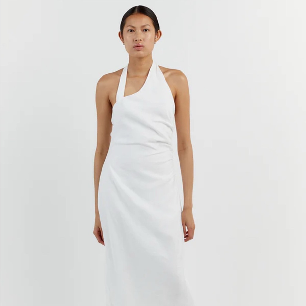 DISSH White Asymmetrical ZOEY MIDI DRESS